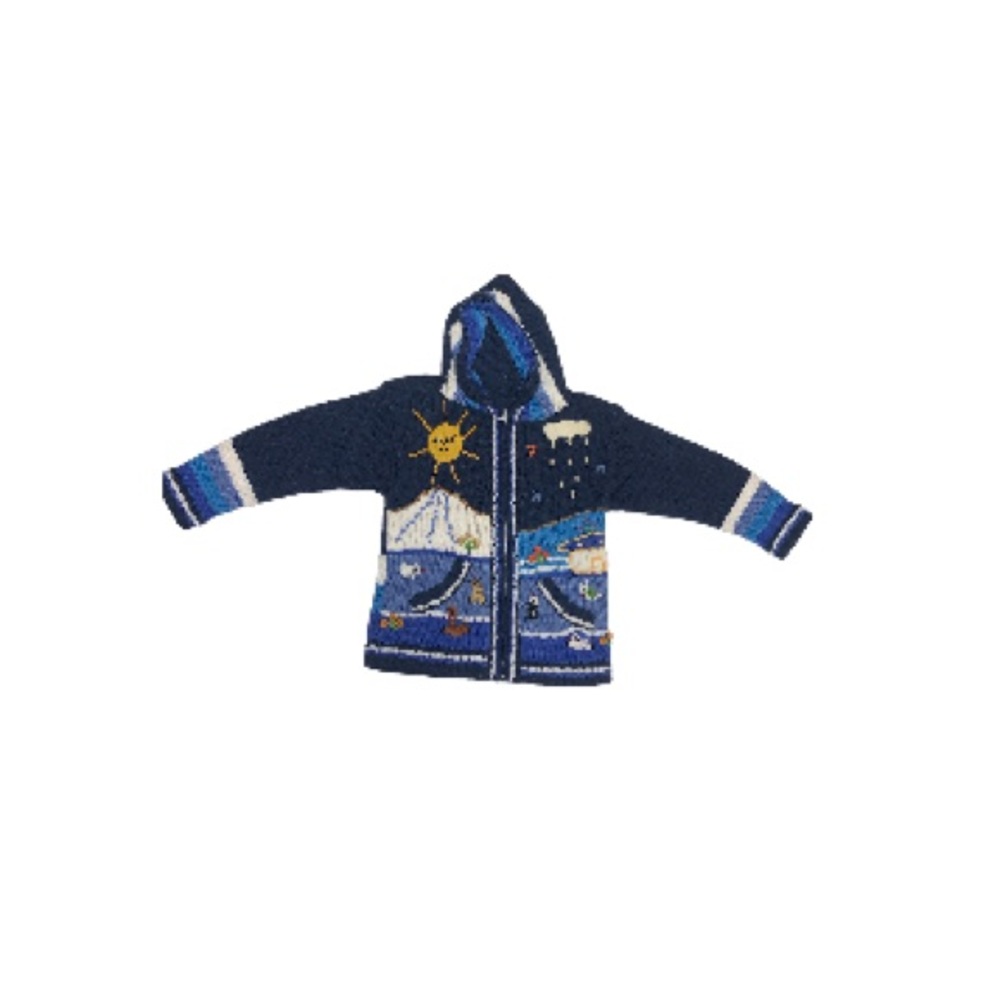Handmade Blue Vintage Knit Nature Scene Sweater - Toddler’s Size 4T